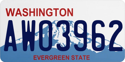 WA license plate AWO3962