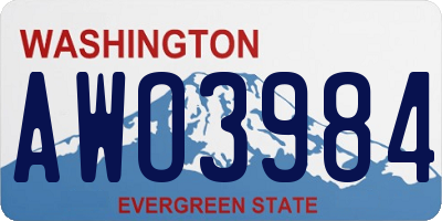WA license plate AWO3984