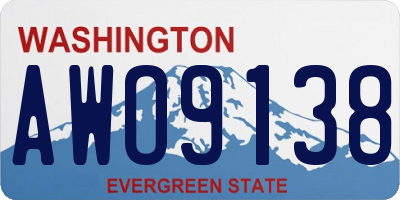WA license plate AWO9138
