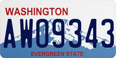 WA license plate AWO9343
