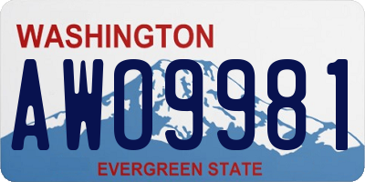 WA license plate AWO9981