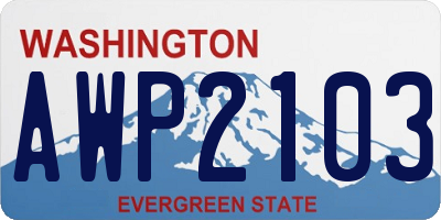 WA license plate AWP2103