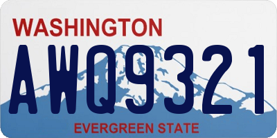 WA license plate AWQ9321