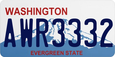 WA license plate AWR3332