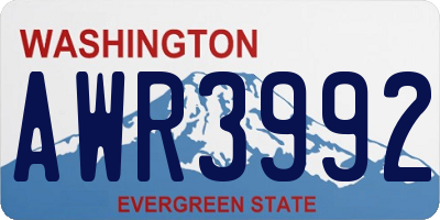 WA license plate AWR3992