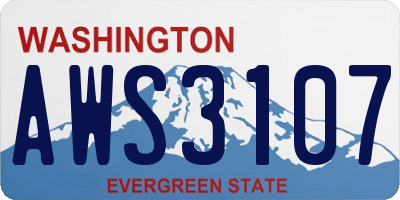 WA license plate AWS3107