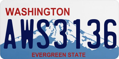 WA license plate AWS3136