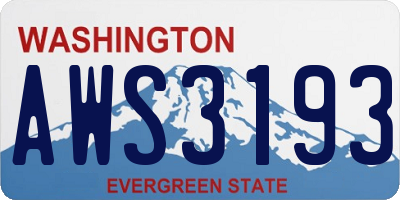 WA license plate AWS3193