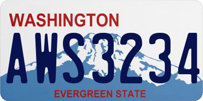 WA license plate AWS3234