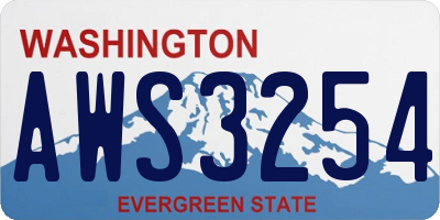WA license plate AWS3254