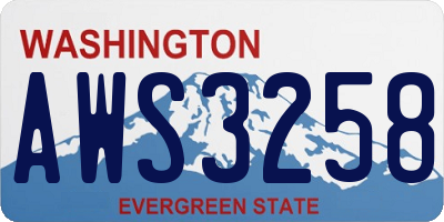 WA license plate AWS3258