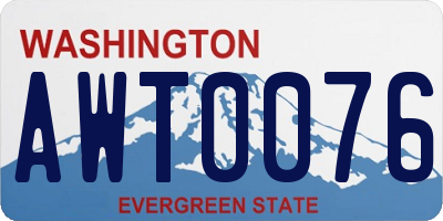 WA license plate AWT0076