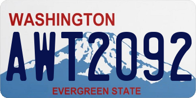 WA license plate AWT2092