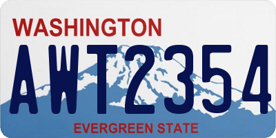 WA license plate AWT2354