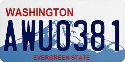 WA license plate AWU0381