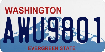 WA license plate AWU9801