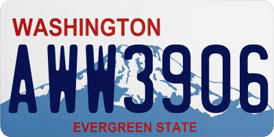 WA license plate AWW3906