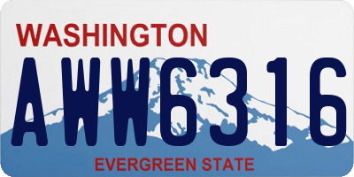 WA license plate AWW6316