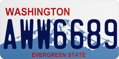 WA license plate AWW6689