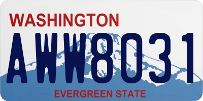 WA license plate AWW8031