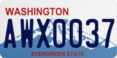 WA license plate AWX0037
