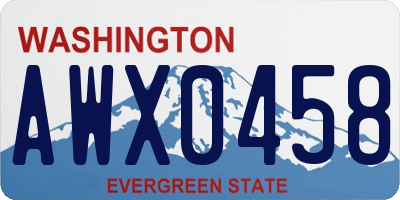 WA license plate AWX0458