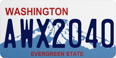 WA license plate AWX2040