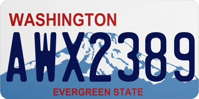 WA license plate AWX2389