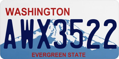 WA license plate AWX3522