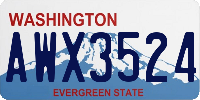 WA license plate AWX3524