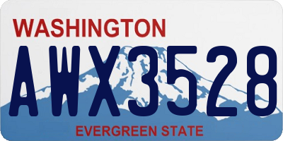 WA license plate AWX3528
