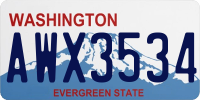WA license plate AWX3534