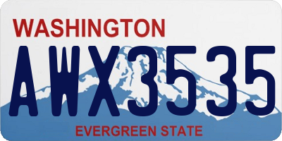 WA license plate AWX3535