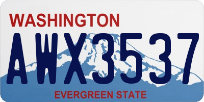 WA license plate AWX3537