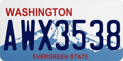 WA license plate AWX3538