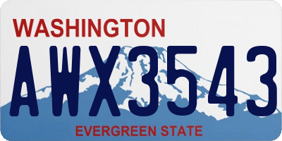WA license plate AWX3543