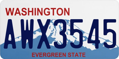 WA license plate AWX3545