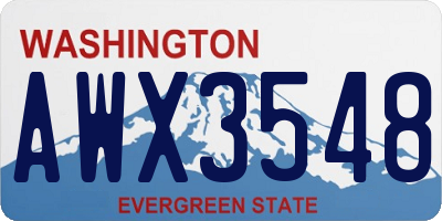 WA license plate AWX3548