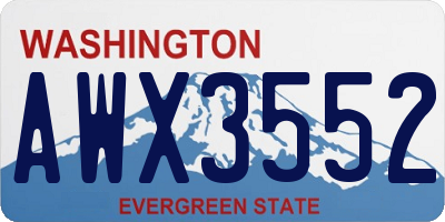 WA license plate AWX3552