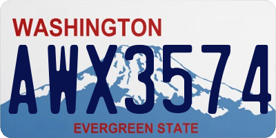 WA license plate AWX3574