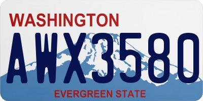 WA license plate AWX3580