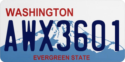 WA license plate AWX3601