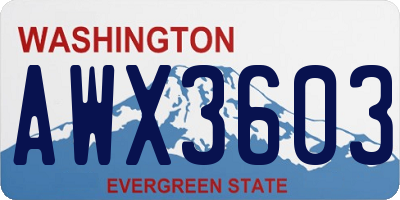 WA license plate AWX3603