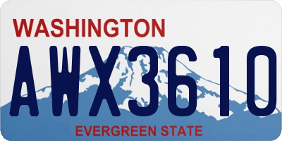 WA license plate AWX3610