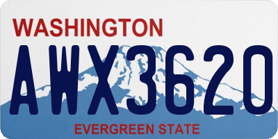 WA license plate AWX3620