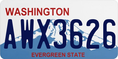 WA license plate AWX3626