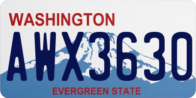 WA license plate AWX3630