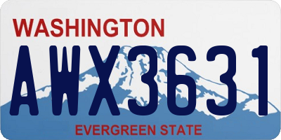 WA license plate AWX3631