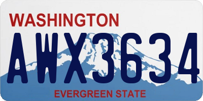 WA license plate AWX3634