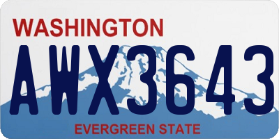 WA license plate AWX3643